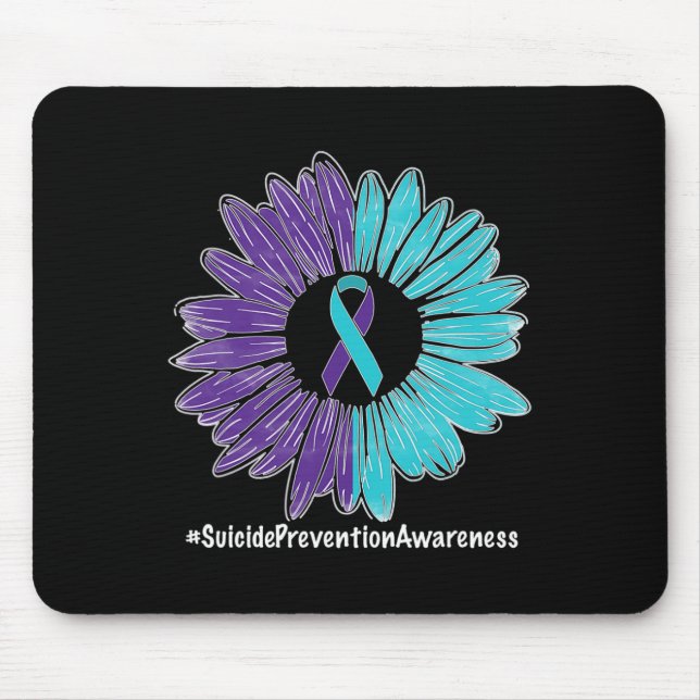 Sunflower Ribbon Suicide Prevention Awareness  Mouse Mat (Front)