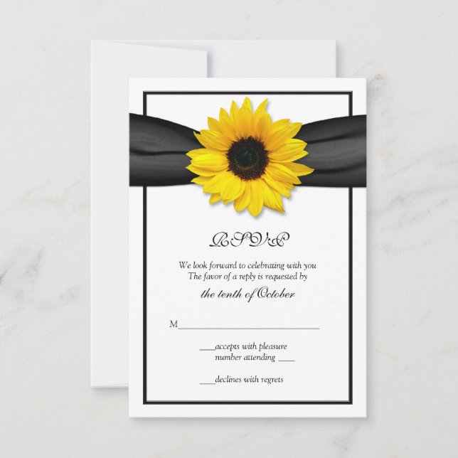 Sunflower Ribbon Wedding Response Card (Front)