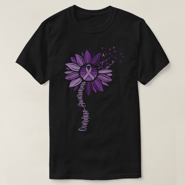 Sunflower Ribbons Overdose Awareness  Copy T-Shirt (Design Front)