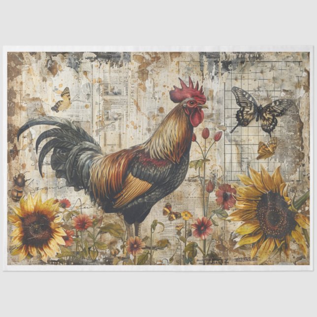 Sunflower Rooster Tissue Paper (Front)