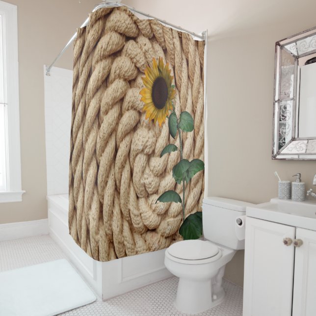 Sunflower Rope Shower Curtain (In Situ)