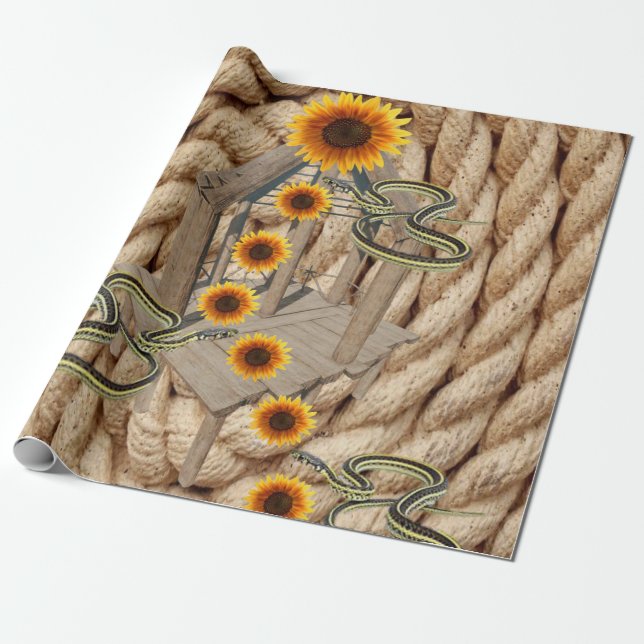 Sunflower Rope Snakes Matte Wrapping Paper (Unrolled)