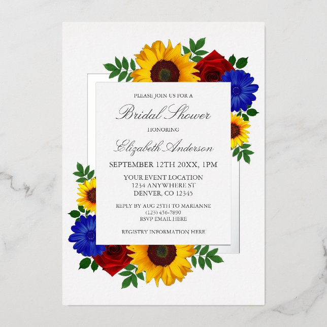 Sunflower Rose Autumn Floral Bridal Shower (Front)