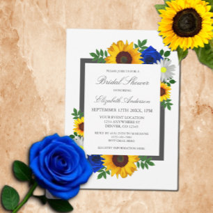 Sunflower Rose Daisy Autumn Floral Bridal Shower Invitation