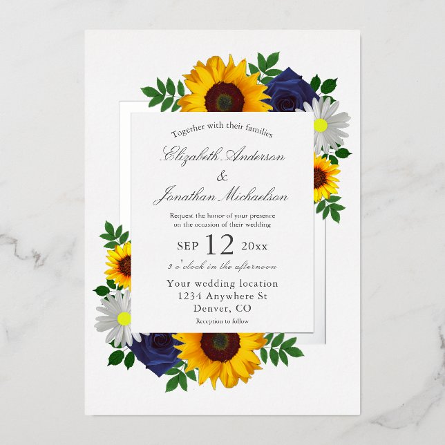 Sunflower Rose Daisy Autumn Floral Wedding (Front)