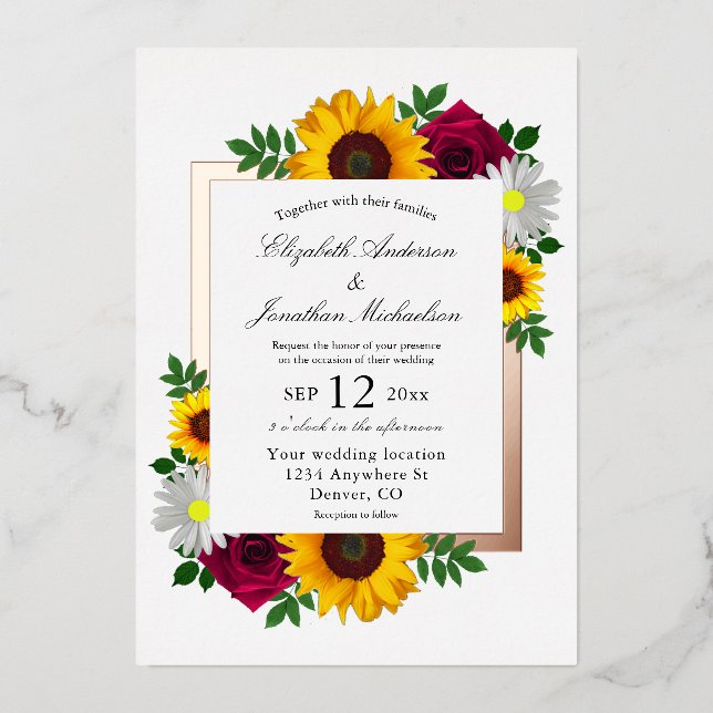 Sunflower Rose Daisy Autumn Floral Wedding (Front)