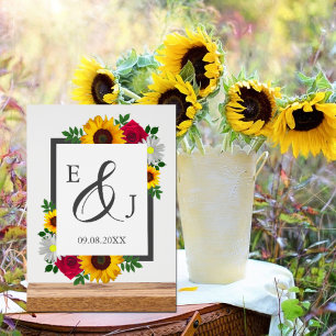 Sunflower Rose Daisy Autumn Floral Wedding Acrylic Sign
