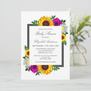 Sunflower Rose Daisy Floral Baby Shower Invitation