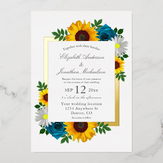 Sunflower Rose Daisy Floral Wedding (Front)