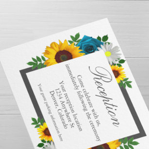 Sunflower Rose Daisy Floral Wedding Reception Enclosure Card