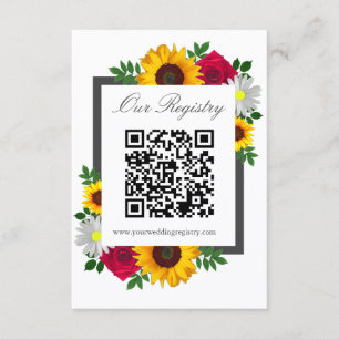 Sunflower Rose Daisy Floral Wedding Registry Enclosure Card