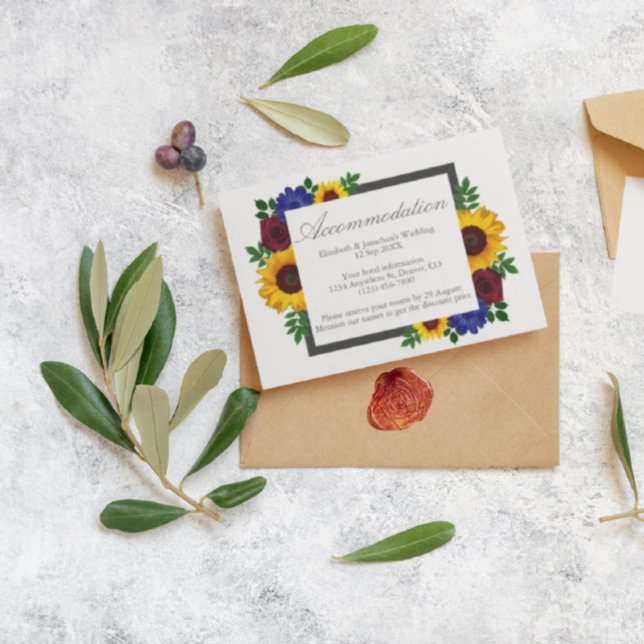 Sunflower Rose Floral Wedding Accommodation Card (Creator Uploaded)