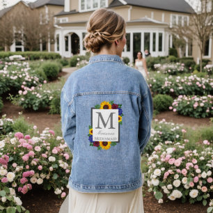 Sunflower Rose Floral Wedding Denim Jacket
