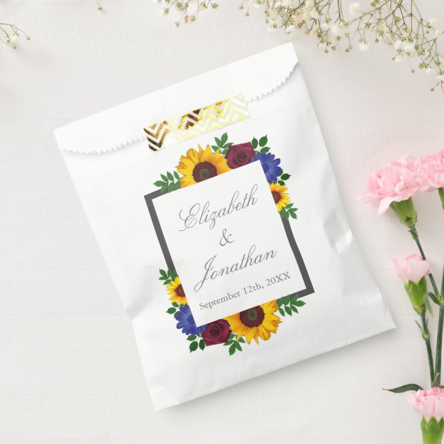 Sunflower Rose Floral Wedding Favour Bags (Sealed)