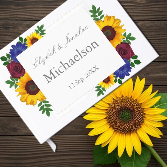 Sunflower Rose Floral Wedding Guest Book (Creator Uploaded)