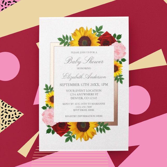 Sunflower Rose Peonies Autumn Floral Baby Shower (Creator Uploaded)