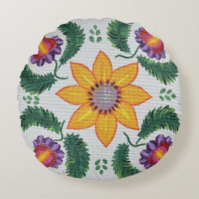Sunflower Rose  Round Cushion (Front)