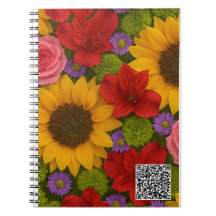Sunflower Rose Spiral Photo Notebook