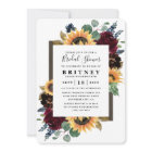 Sunflower Roses Burgundy Navy Blue Bridal Shower