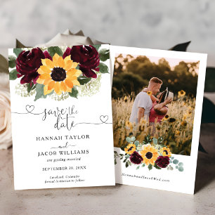 Sunflower Roses Photo Rustic Wedding Save The Date