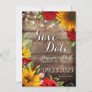 Sunflower & Roses Save the Date Card