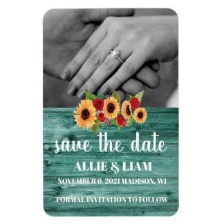 Sunflower & Roses Save The Date Magnet