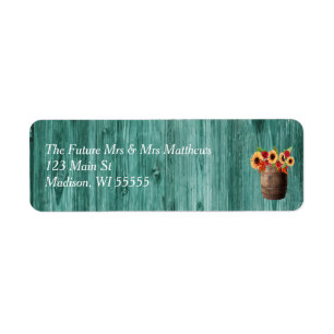 Sunflower & Roses Whiskey Barrel Address Label