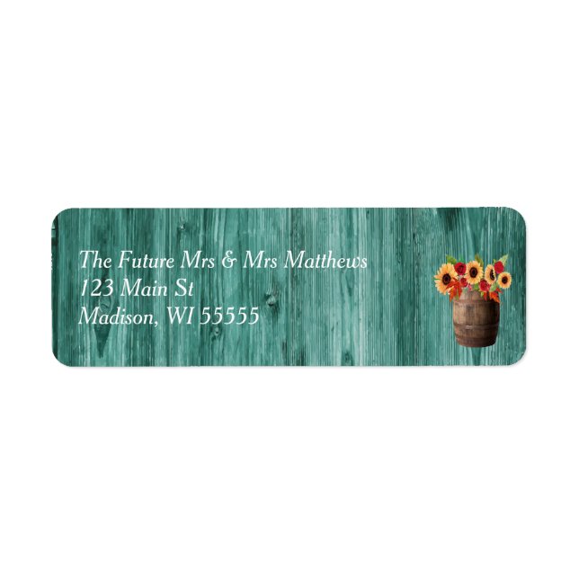 Sunflower & Roses Whiskey Barrel Address Label (Front)