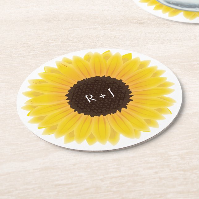 Sunflower Round Paper Coaster (Angled)