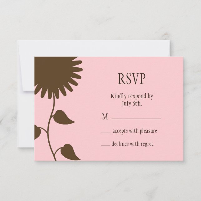 Sunflower RSVP on Pink Card (Front)