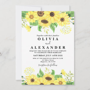 Sunflower Rustic and Elegant Wedding Invitation