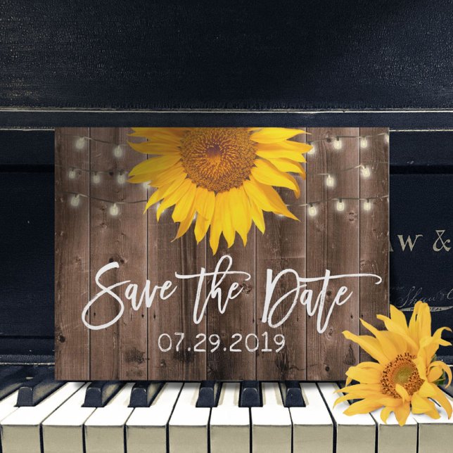 Sunflower Rustic Barn Wedding Save the Date Announcement Postcard (Creator Uploaded)