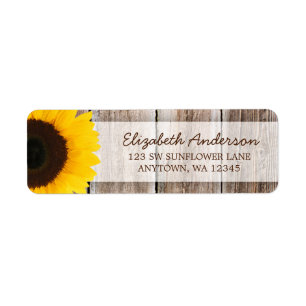 Sunflower Rustic Barn Wood Address Label