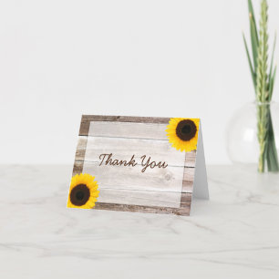 Sunflower Rustic Barn Wood Thank You