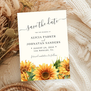Sunflower rustic boho summer gardern ivory wedding save the date