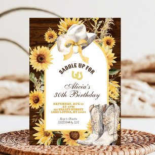 Sunflower Rustic Boots Birthday Invitation