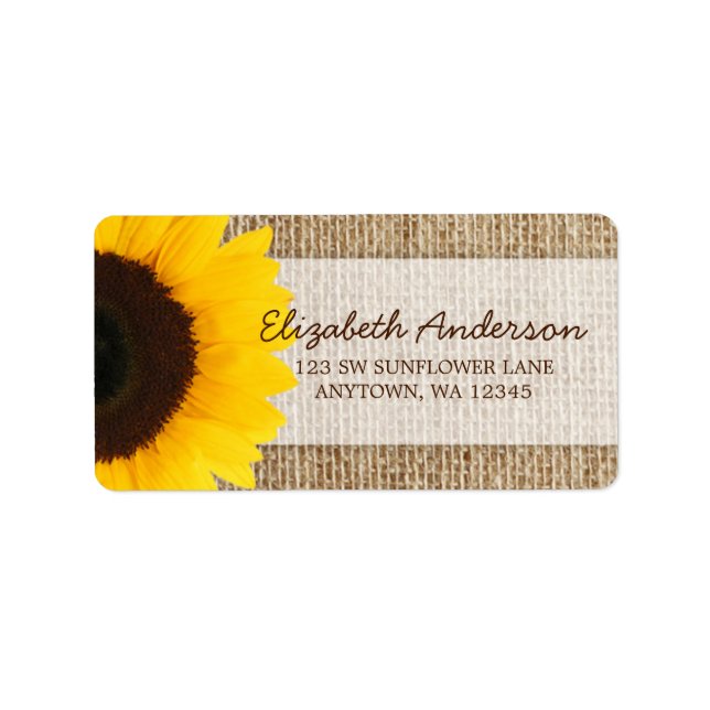 Sunflower Rustic Burlap Address Labels (Front)