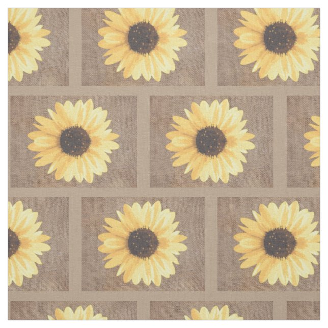 Sunflower Rustic Burlap Tiles Fabric (Swatch)