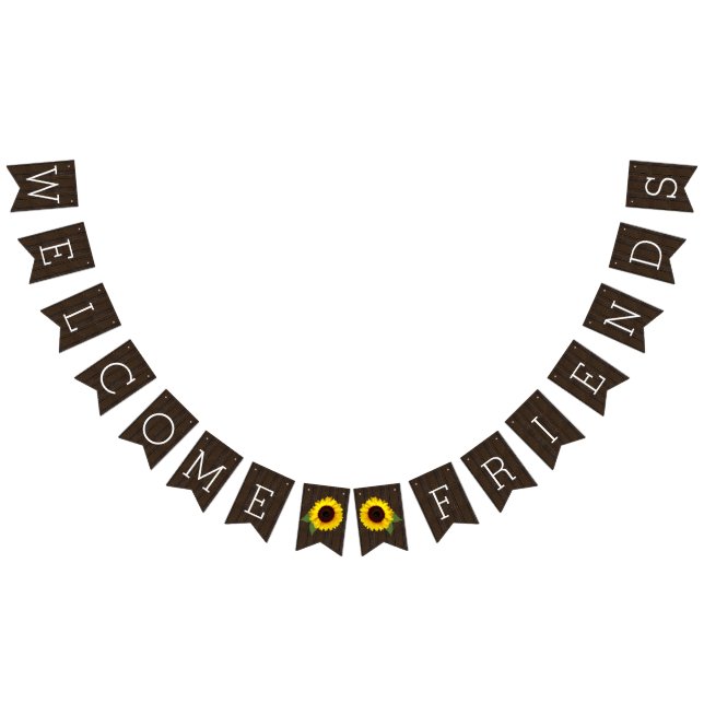 Sunflower Rustic Country Barn Wedding Welcome Bunting (All)