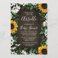 Sunflower Rustic Country Floral Fall Baby Shower