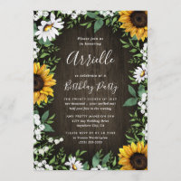Sunflower Rustic Country Wood Boho Birthday Party