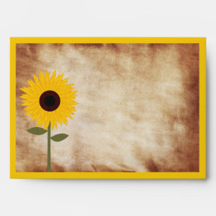 Sunflower Rustic Distressed Paper Look Envelope