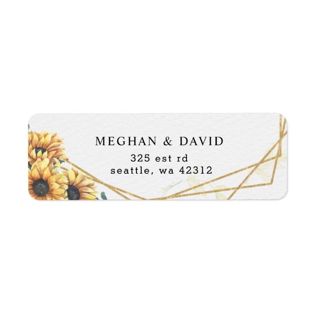 Sunflower Rustic Elegant Geometric Gold Wedding  (Front)
