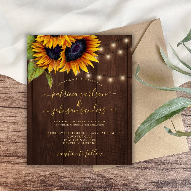 Sunflower rustic elegant script barn wood wedding  (Creator Uploaded)