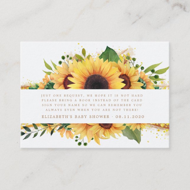 sunflower rustic floral baby shower enclosure card (Front)