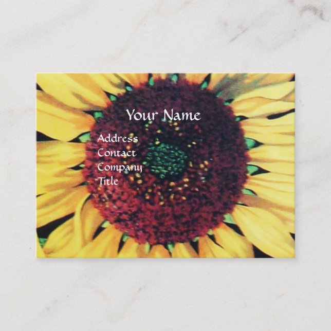 SUNFLOWER  RUSTIC FLORAL MONOGRAM BUSINESS CARD (Front)