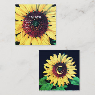 SUNFLOWER  RUSTIC FLORAL MONOGRAM Square Business Card