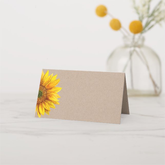 Sunflower. Rustic floral wedding. Country flower Place Card (Front)