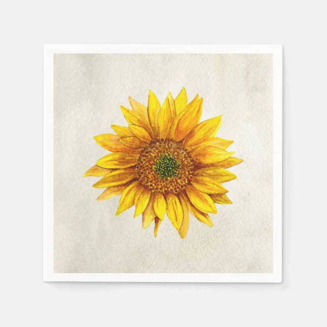 Sunflower. Rustic flower. Country yellow floral Napkin (Front)
