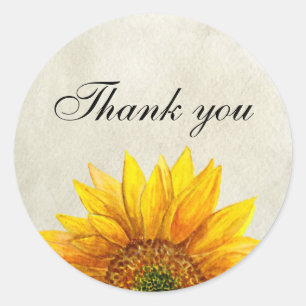 Sunflower. Rustic flower. Floral wedding thank you Classic Round Sticker